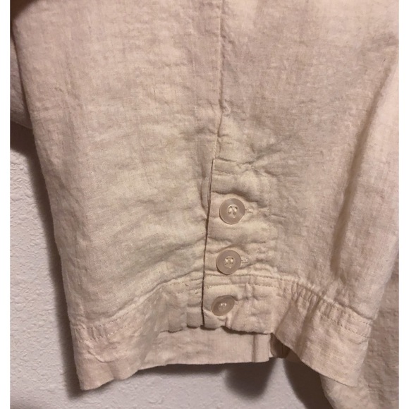 DONATED Pants-Linen Blend,Cropped,Pockets, Button - Picture 6 of 7